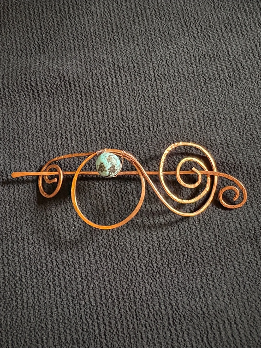 Velvet Magpie Handmade Copper Hair Slide with Genuine Turquoise